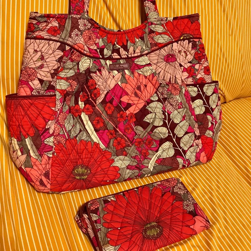 Vera Bradley Pleated Tote and Wristlet